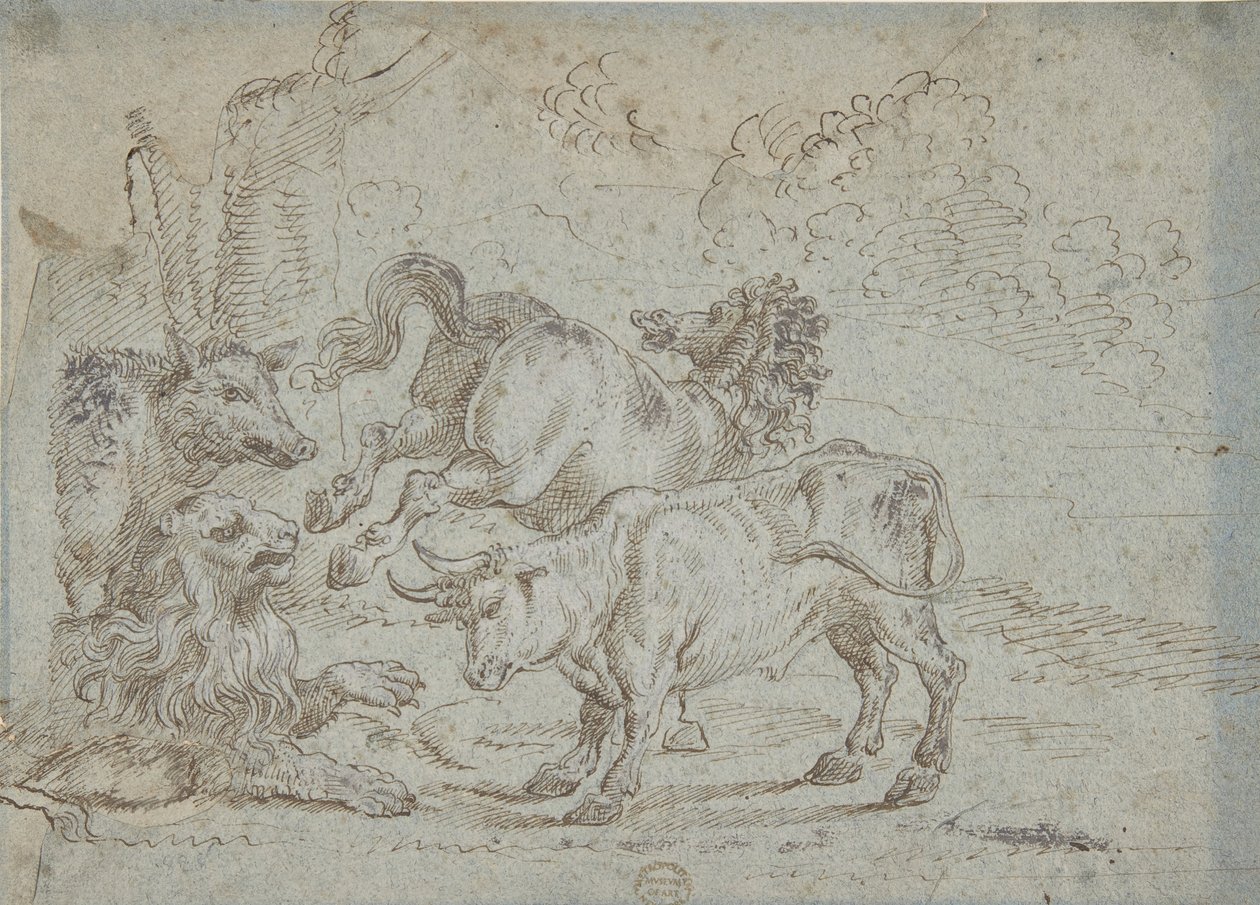 At, Boğa, Aslan ve Domuz, 17. yüzyıl. by Unbekannt