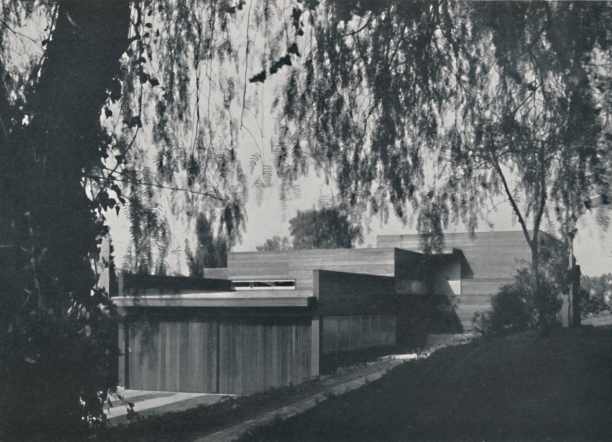 Los Angeles'taki Ev, Richard J Neutra. - Yol yaklaşımından görünüm, 1942 by Unbekannt