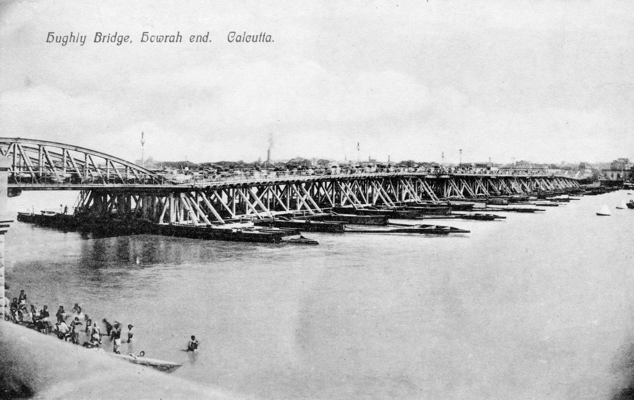 Hooghly Nehri üzerindeki Howrah Köprüsü, Kalküta, Hindistan, 20. yüzyılın başlarında by Unbekannt