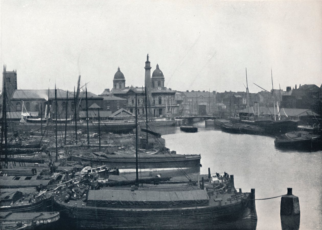 Hull - Princes Dock: Wilberforce Anıtı ve Rıhtım Ofisleri ile, 1895 by Unbekannt