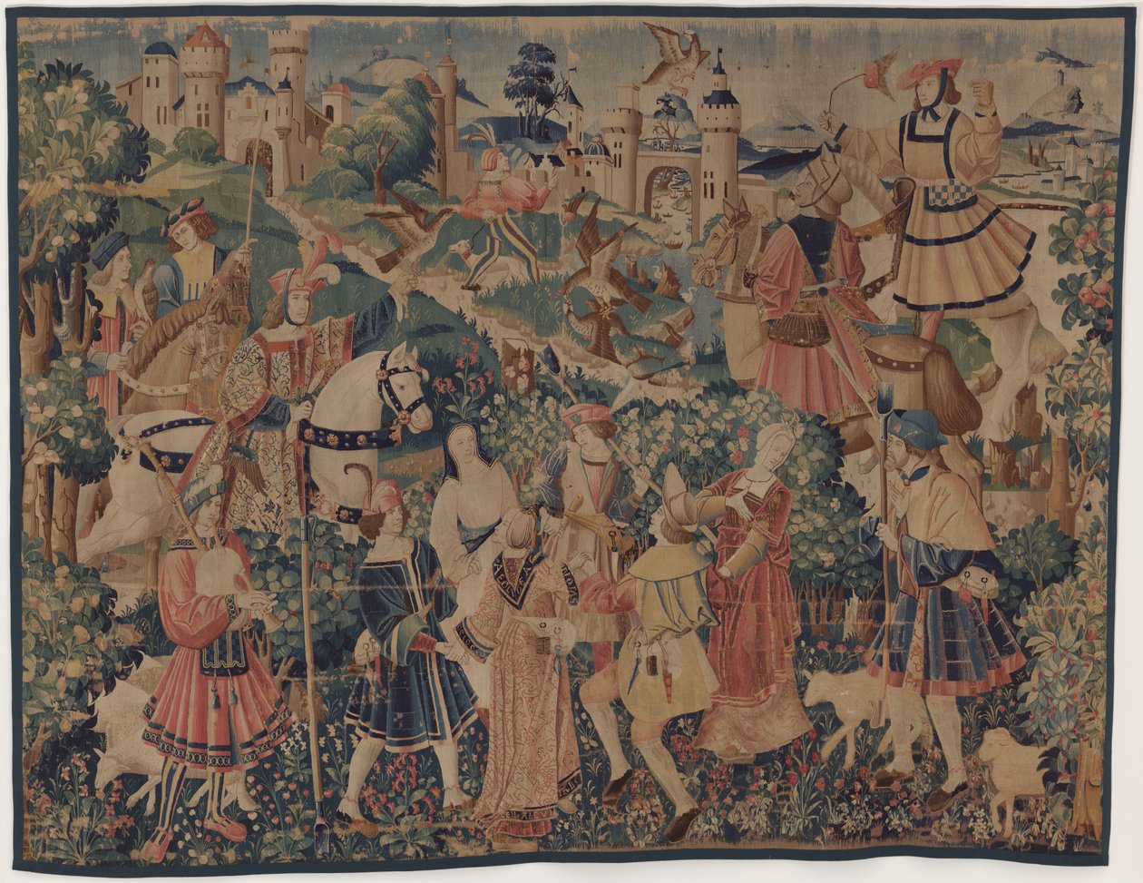 Bir gaydacı ve dansçılar ile Avcılık ve Pastoral Sahneler, c. 1510. by Unbekannt