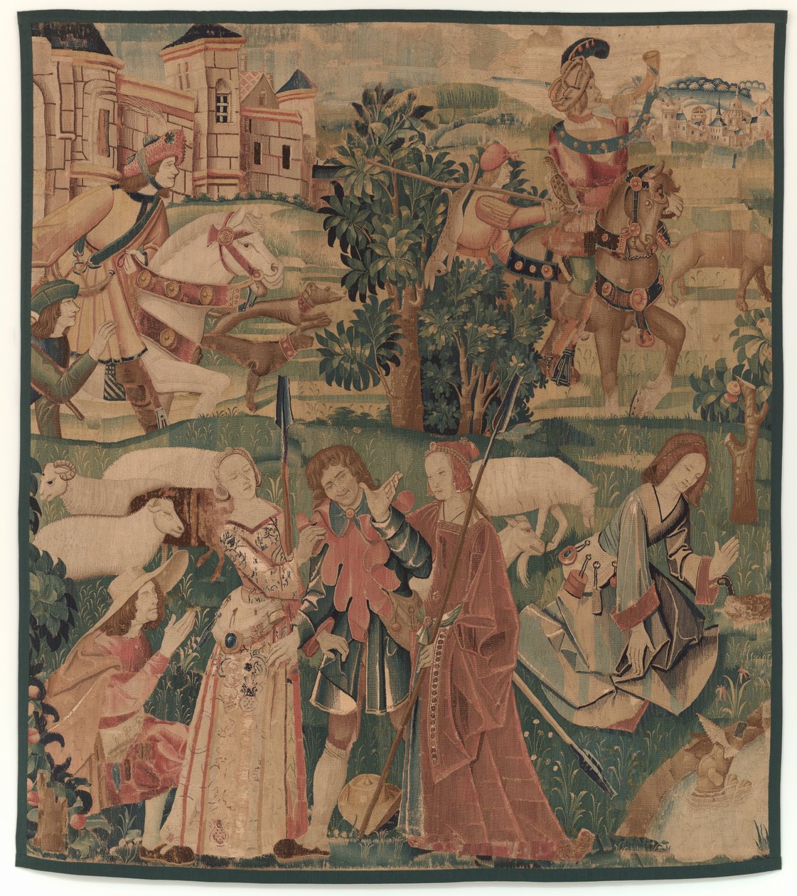 Av ve Pastoral Sahneler, gülen bir adamla hanımlar arasında, c. 1510. by Unbekannt