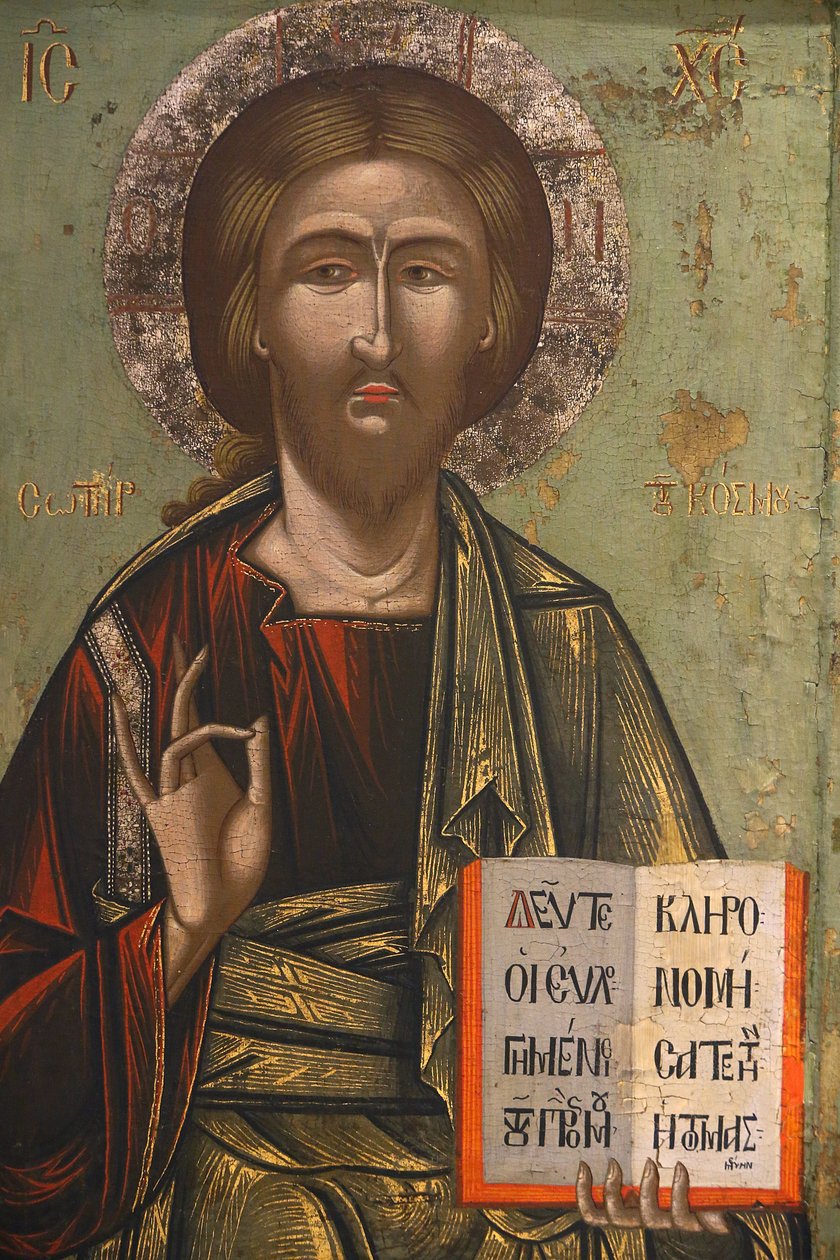 Pedoulas Bizans müzesindeki ikon : Christ Pantocrator (18. yüzyıl), 20150510, Pedoulas, Kıbrıs by Unbekannt
