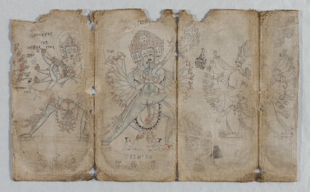 Tantrik Aydınlanmış Varlıkların İkonografik Çizimi verso, c. 1500. by Unbekannt