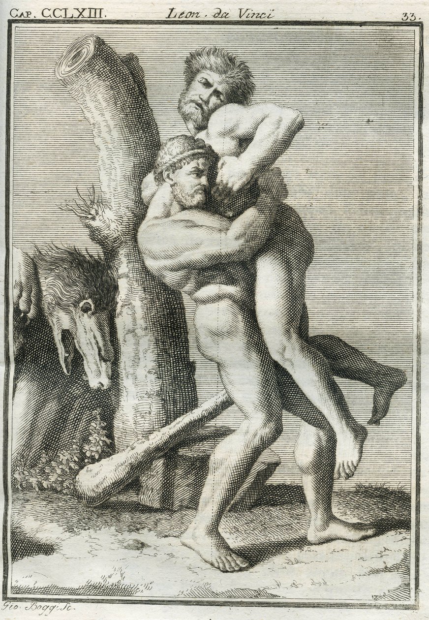 Floransalı ressam, bir ağırlığı desteklerken insan figürünü incelemek için, Antaeus