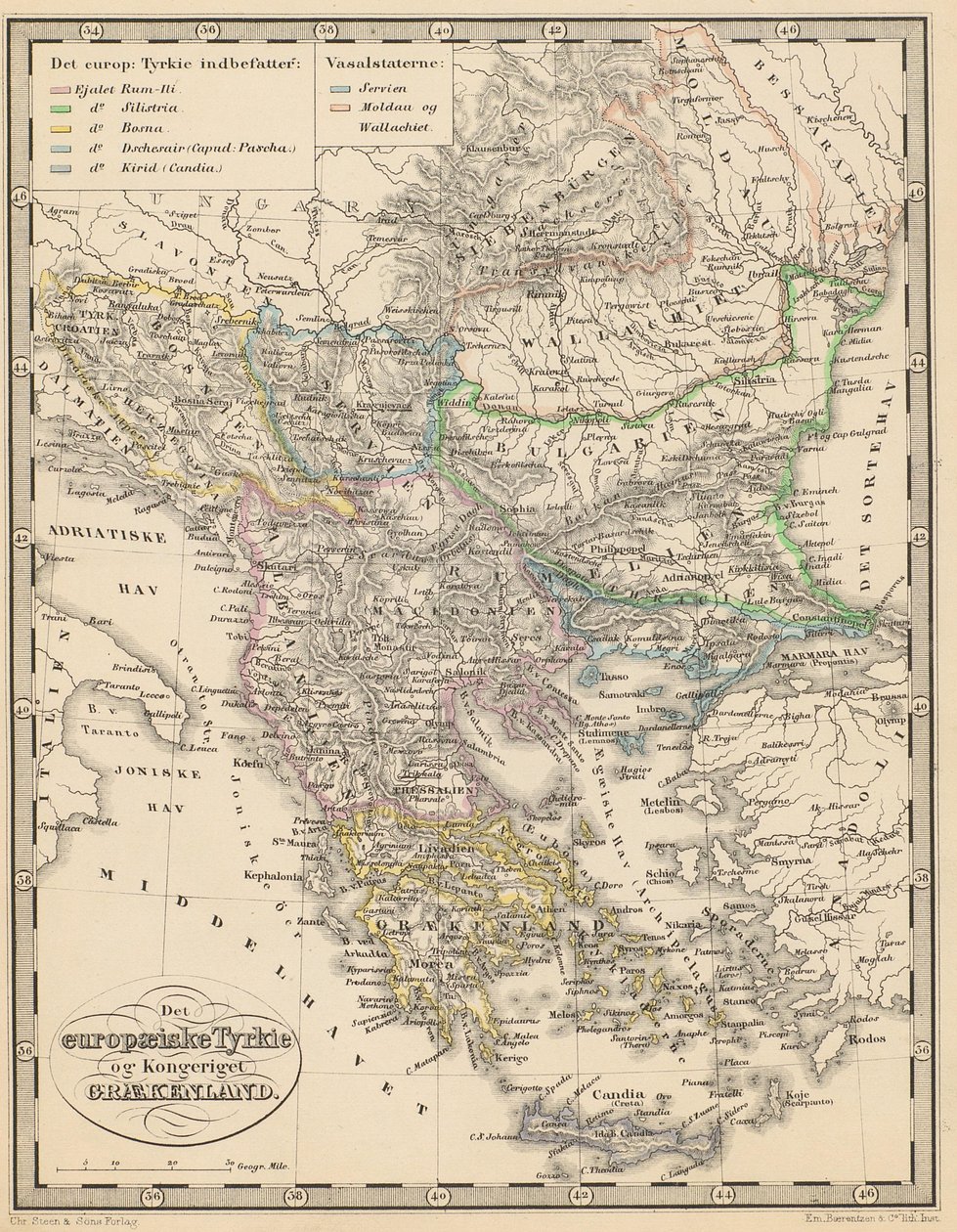 Yazarı bilinmeyen ve Chr. Steen & Søn tarafından yayınlanan Atlas of All Parts of the Earth (Dünyanın Tüm Parçaları Atlası) kitabından alınan çizim (Kopenhag, 1857) by Unbekannt