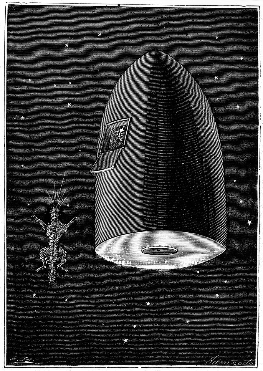 Dünyadan Ay'a Çizim, Jules Verne, 1865 by Unbekannt