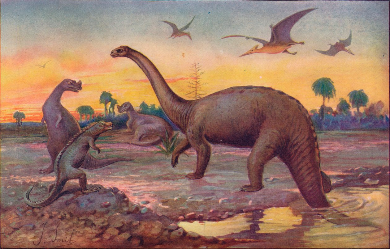 Dünya sakinlerinin devasa peptiller olduğu Saurian Çağında, 1907 by Unbekannt