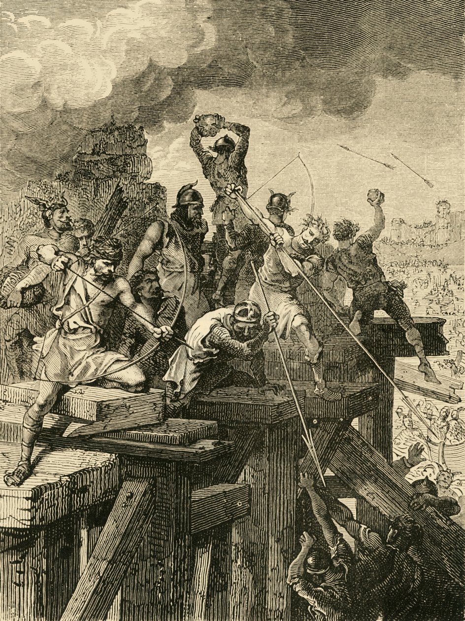 Paris Kuşatması Olayı: Köprüyü ve Kuleyi Savunmak, 845, 1890. by Unbekannt