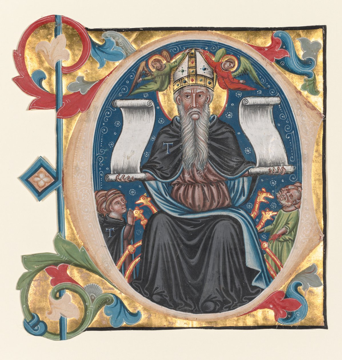 Bir Koro Kitabından Kesilen İlk C: Antonite Friars ile St. Anthony, c. 1400-1440. by Unbekannt