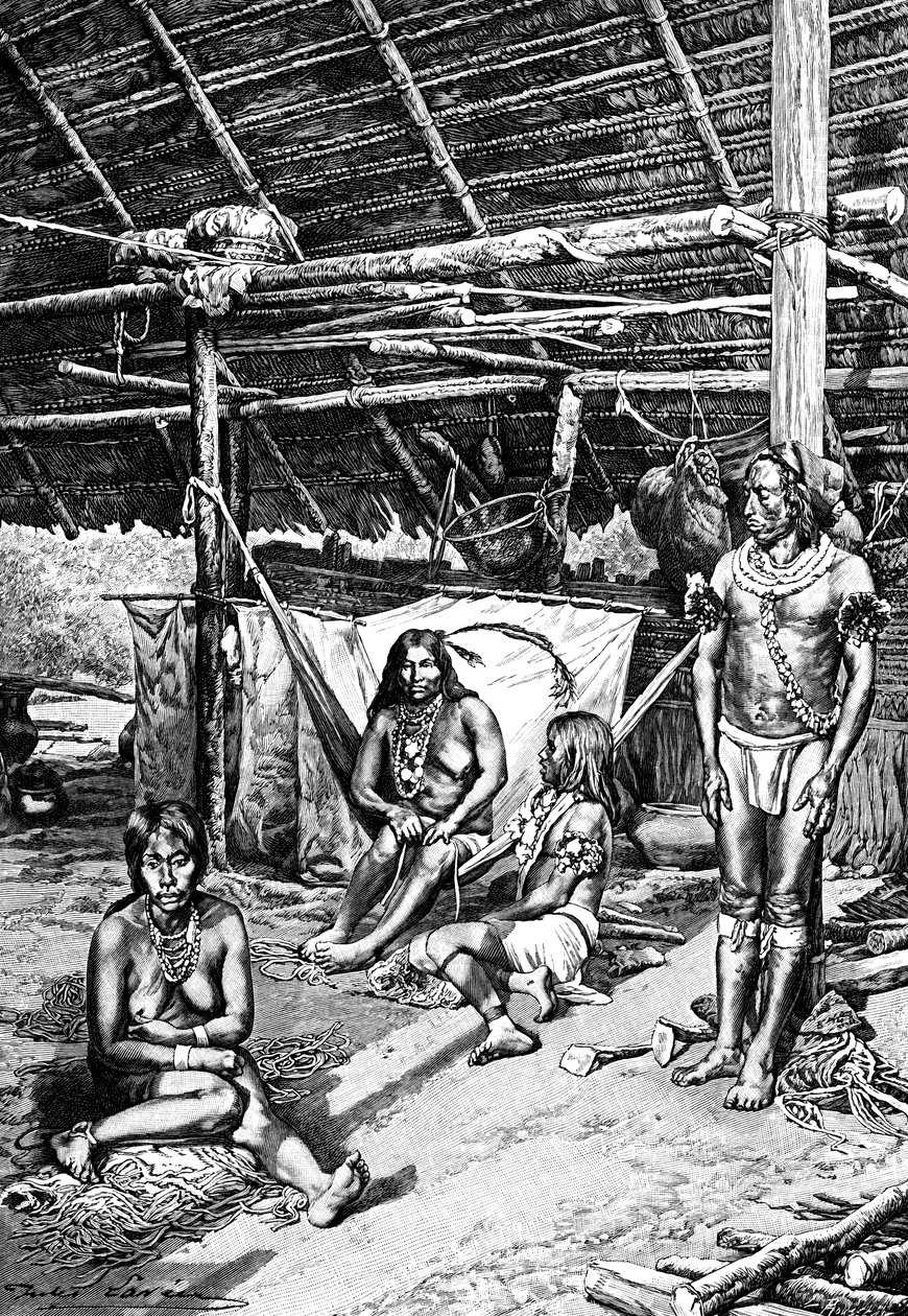 Bir Ticuna kulübesinin içi, Güney Amerika, 1895 by Unbekannt