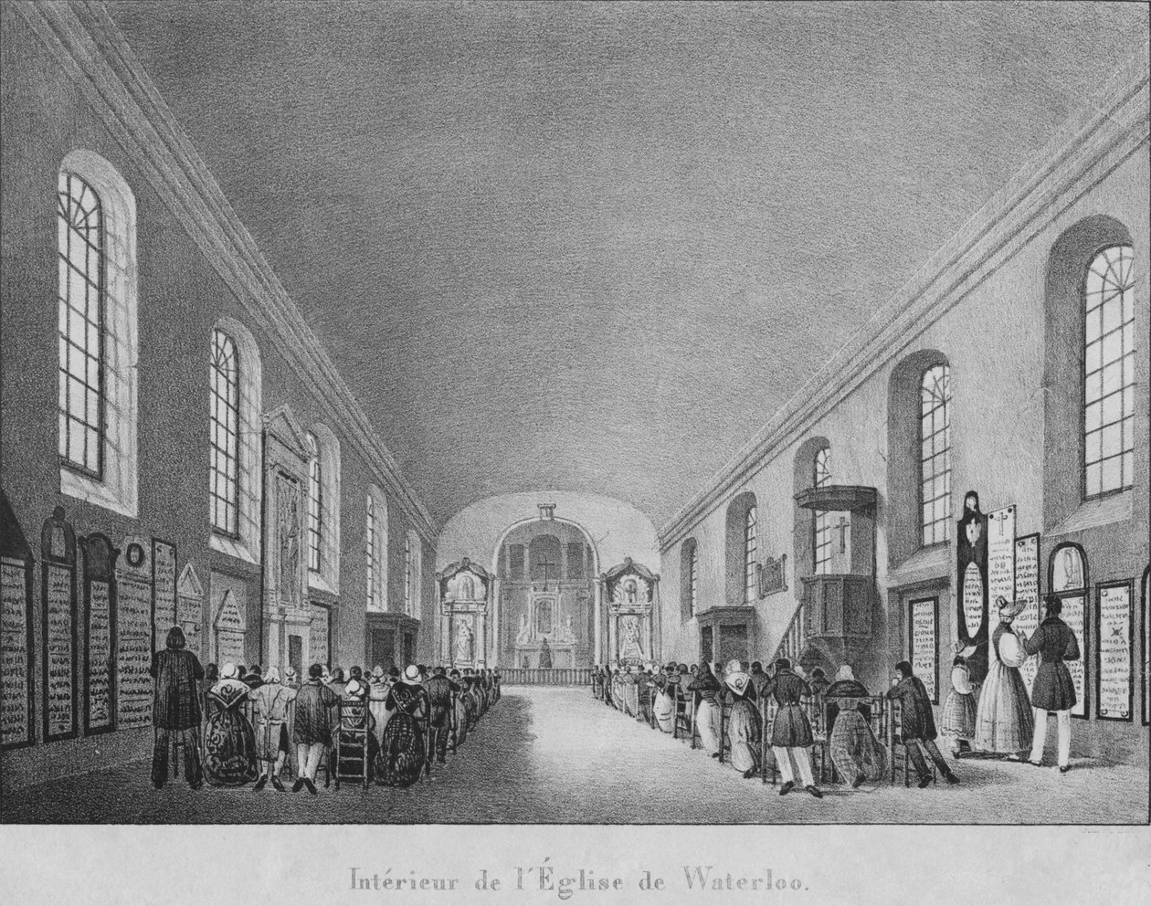 İç kısım de leglise de Waterloo, c1830 by Unbekannt