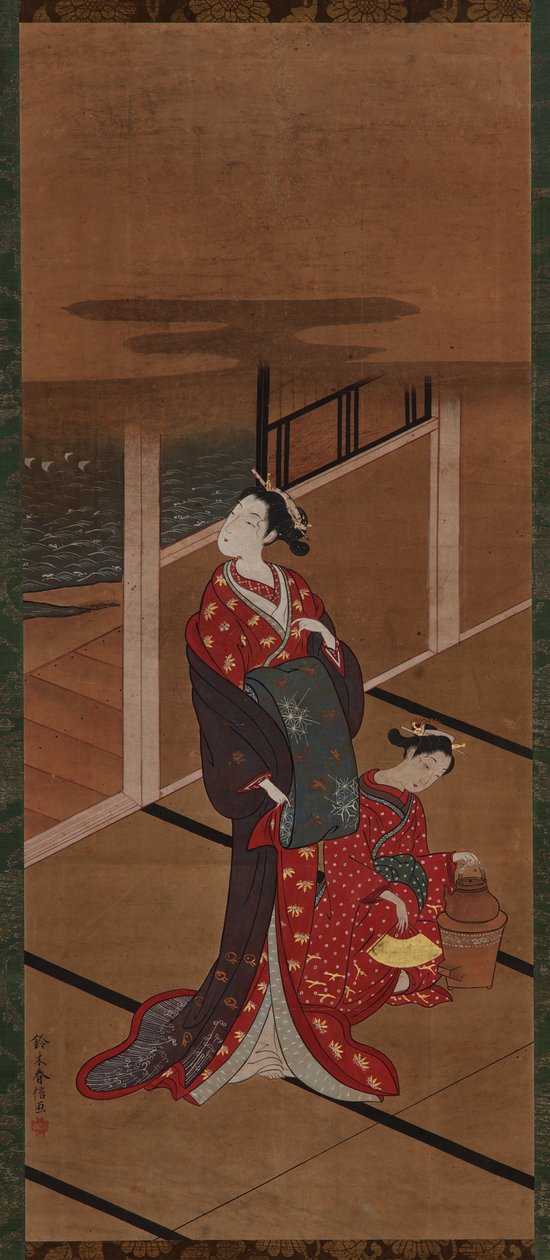 İç Mekan: Bir Yujo ve Refakatçi Isıtma Suyu, Edo dönemi, 1615-1868. by Unbekannt