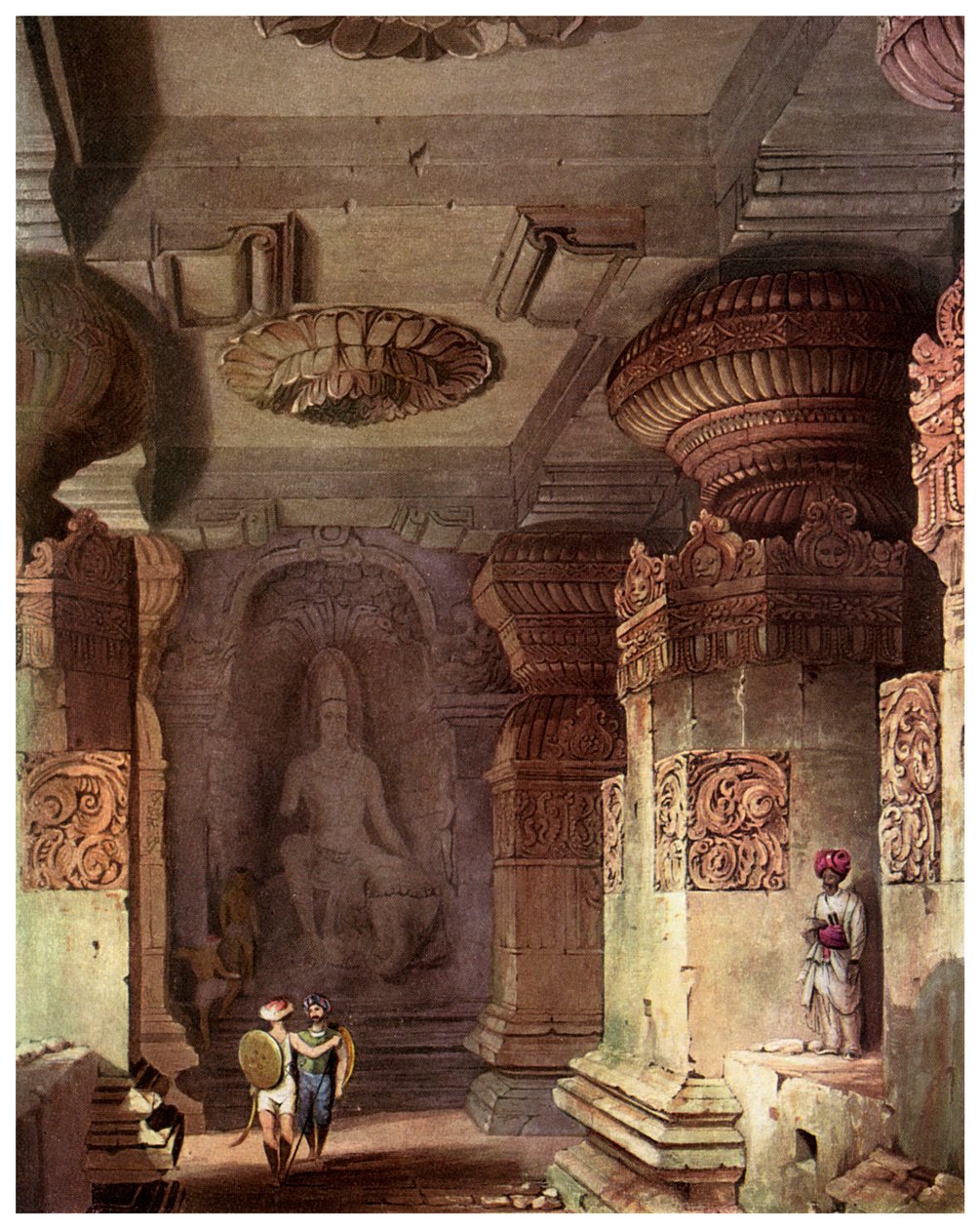 Bir mağara tapınağının içi, Ellora, Maharashtra, Hindistan, 19. yüzyıl 1956 by Unbekannt