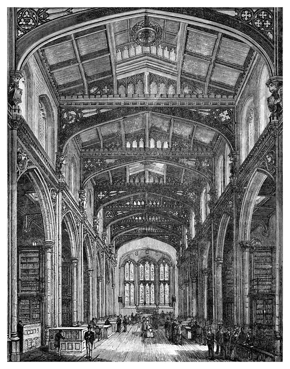 Kütüphanenin İçi, Guildhall, Londra Şehri, 1886 by Unbekannt