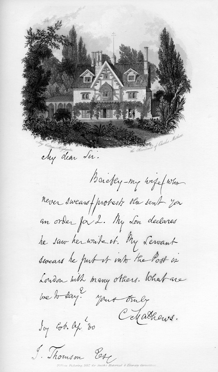 Ivy Cottage, Highgate, Charles Mathews