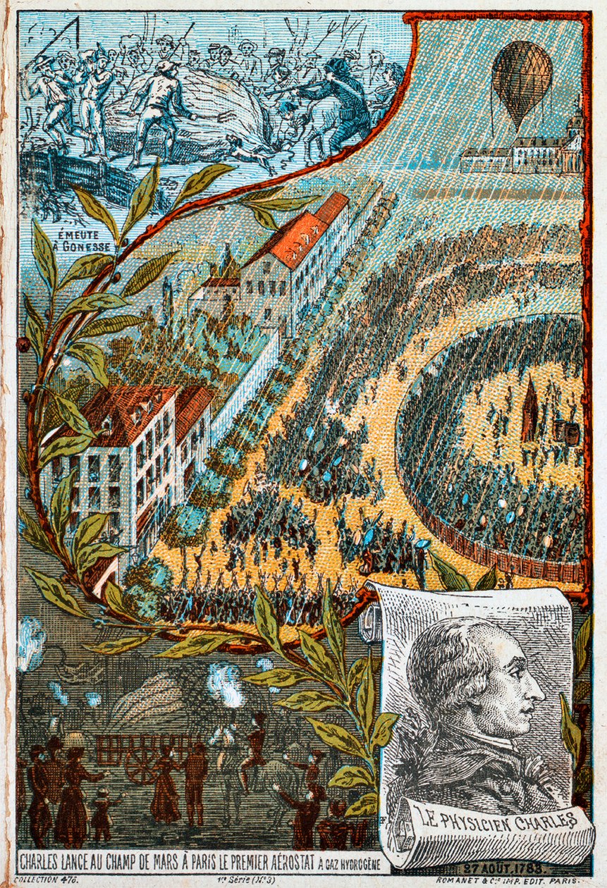 Jacques Charles ilk aerostatını Champ de Mars, Paris, 1783 1890