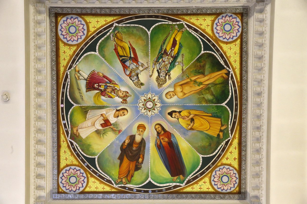 Jalaram Prathna Hindu tapınağı, Leicester. Tavan sanat eseri. Tanrılar (İsa Mesih dahil). Birleşik Krallık by Unbekannt