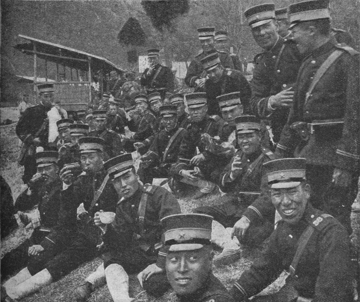 Japon askerleri cepheye gidiyor: öğlen yemeği çay ve pirinç, 1904-1905 1907 by Unbekannt