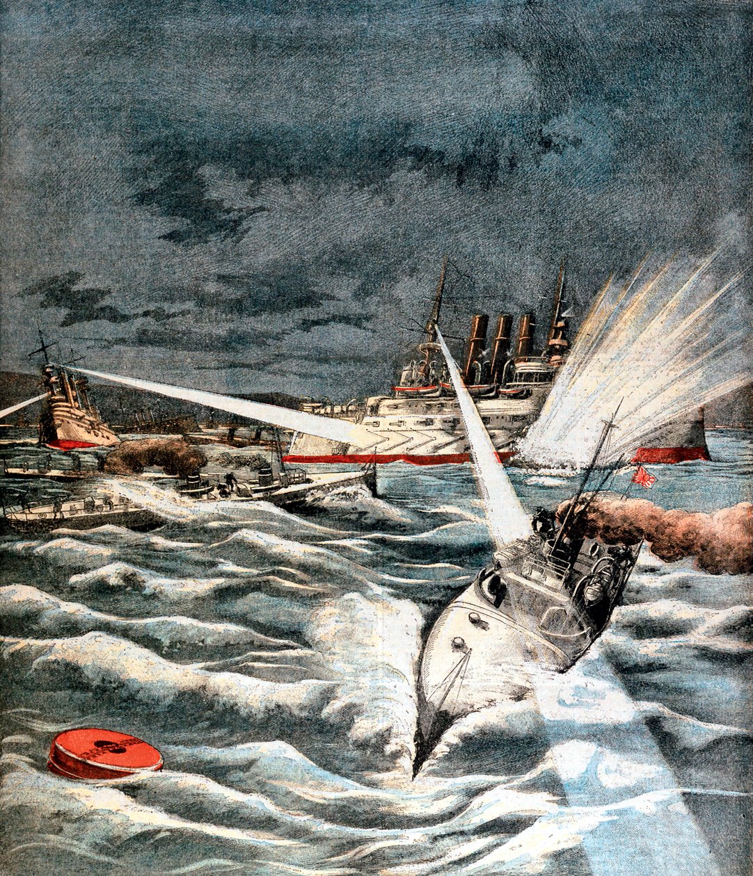Japon torpido botları sürpriz saldırı yapıyor, Rus-Japon Savaşı, 1904 by Unbekannt