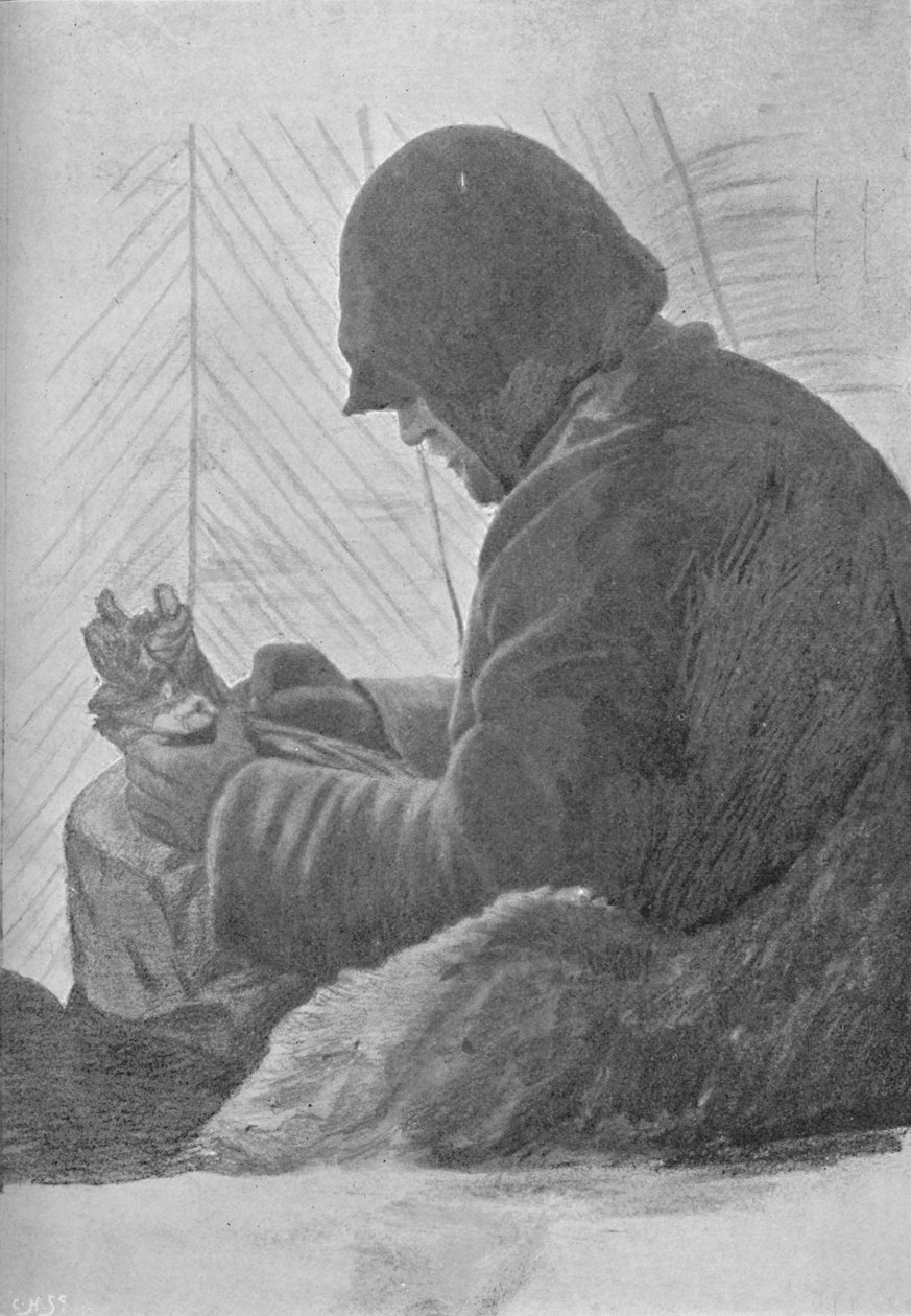 Johansen Kulübede Uyku Tulumunda Oturuyor, c1893-1896, 1897 by Unbekannt