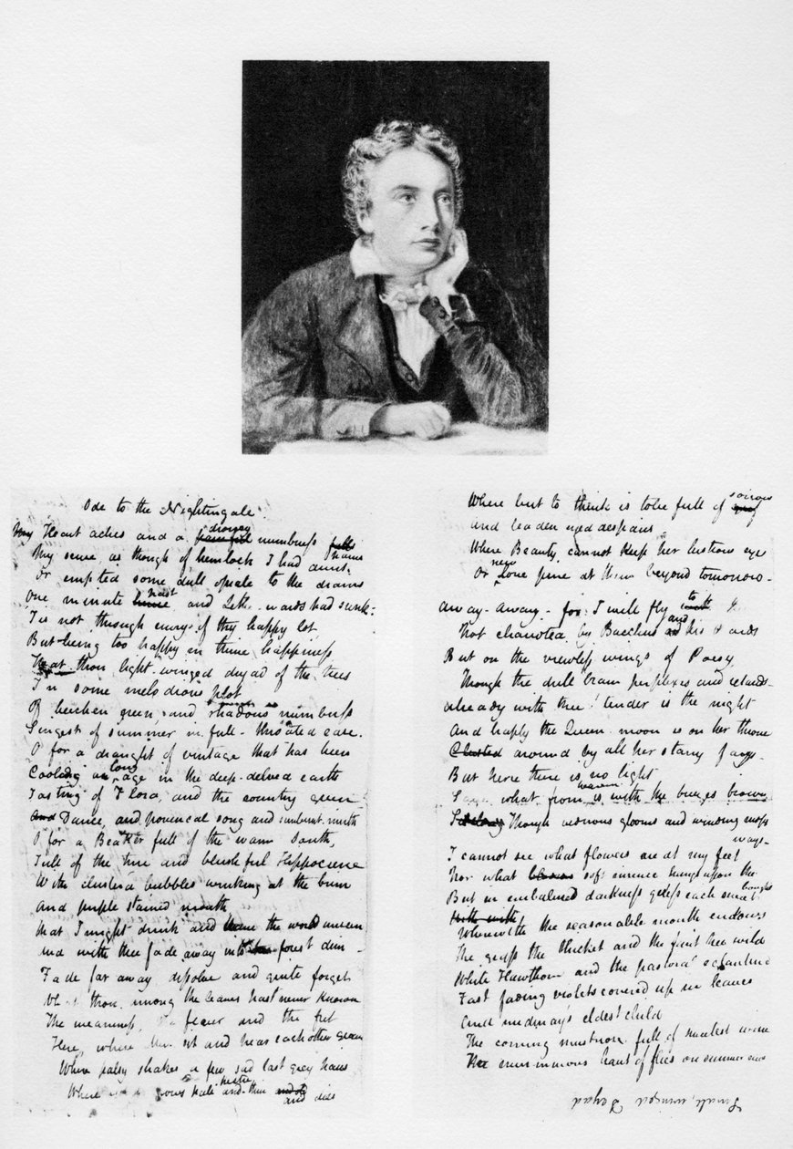 John Keats, İngiliz şair ve Ode to a Nightingale, 1819 1958 by Unbekannt