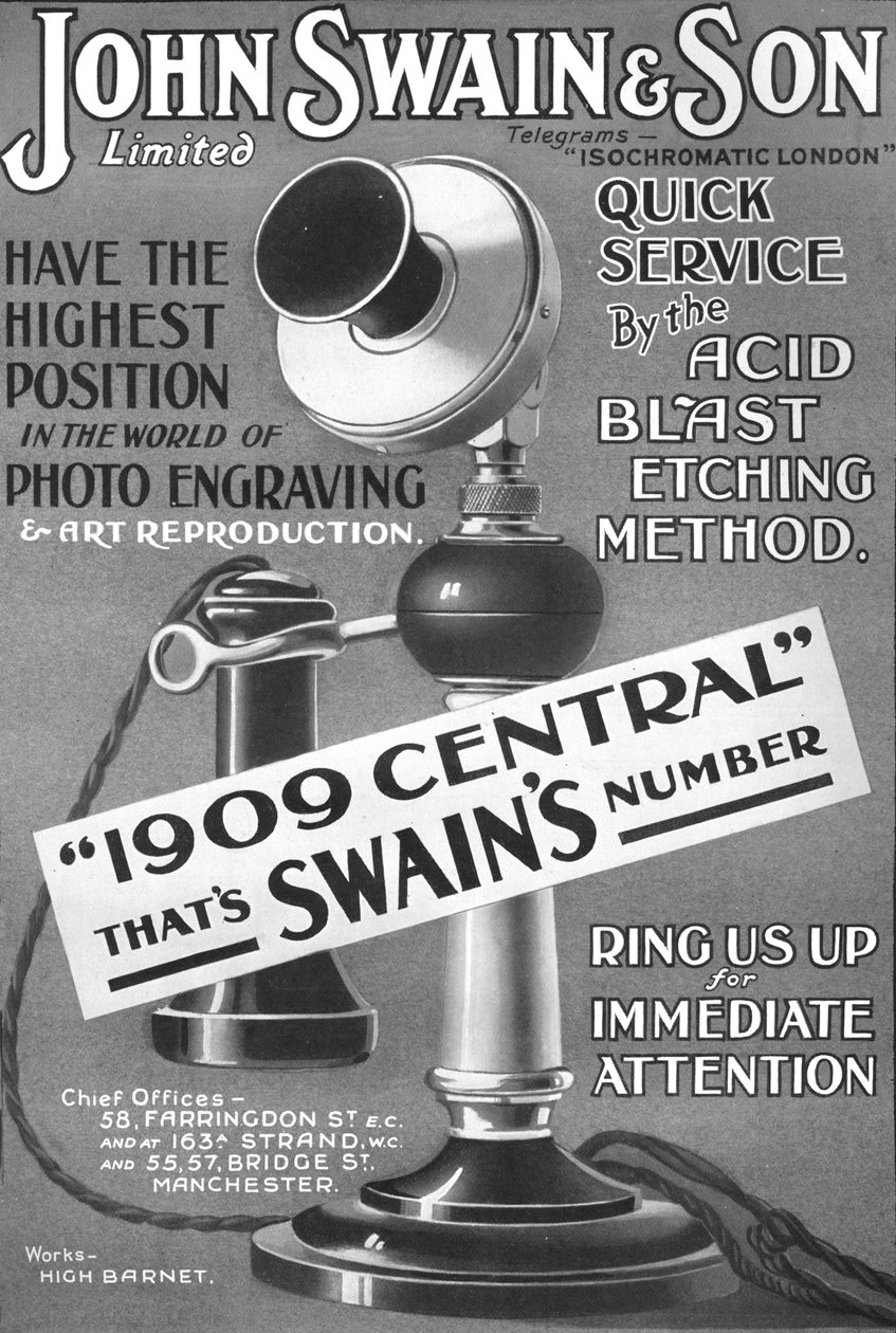 John Swain & Son Limited reklamı, 1907 by Unbekannt