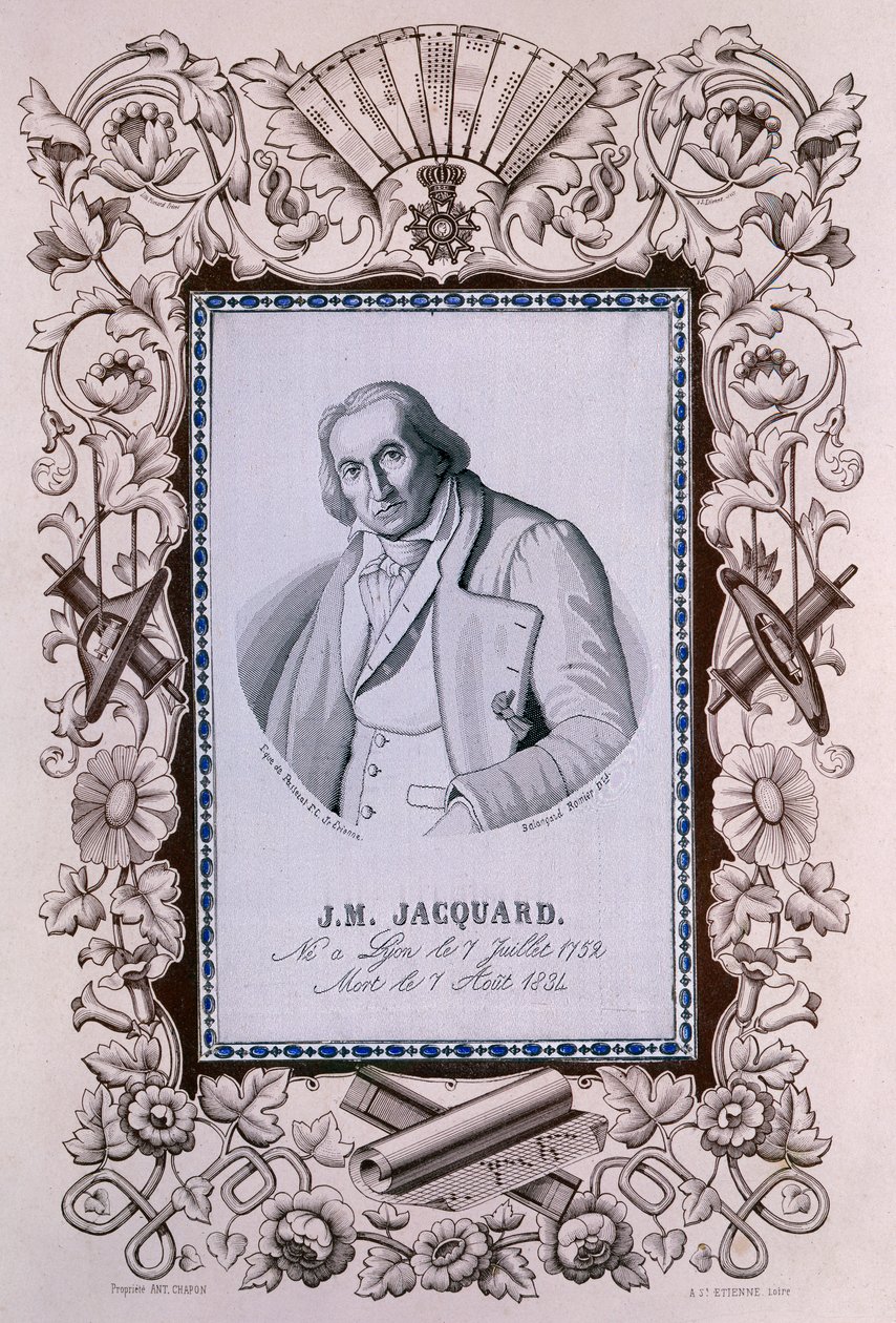 Joseph-Marie Jacquard, Jakarlı dokuma tezgahının mucidi, c1850 by Unbekannt