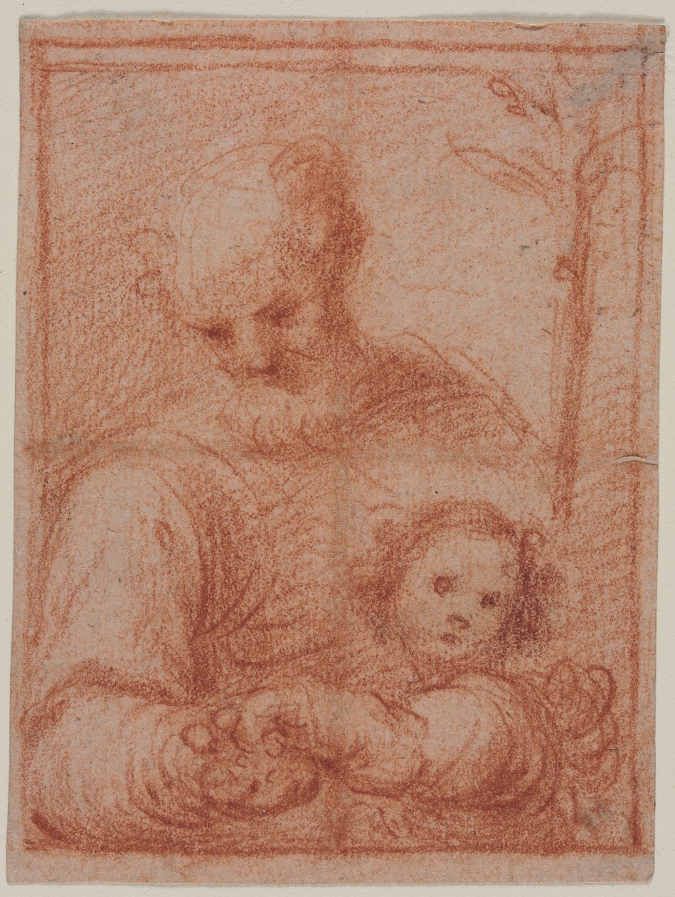 Joseph ve Child recto, İki Figürden Fragmana karşı, 16. yüzyıl. by Unbekannt