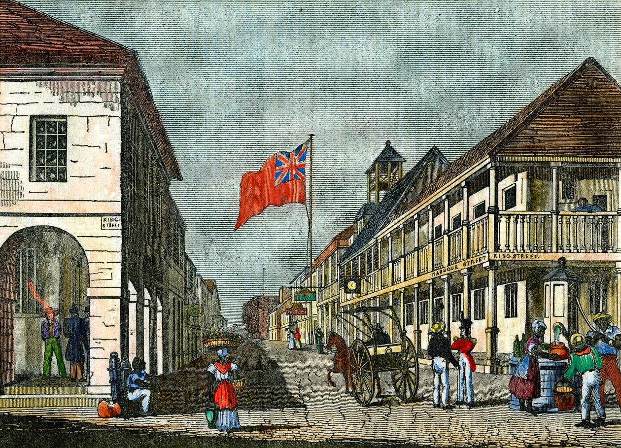 Harbour Street ve King Street Kavşağı, Kingston, Jamaika, c1835 by Unbekannt