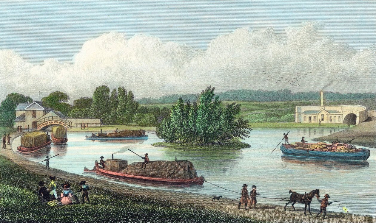 Paddington Basin'deki Regents Kanalı Kavşağı, Londra, 1828 by Unbekannt