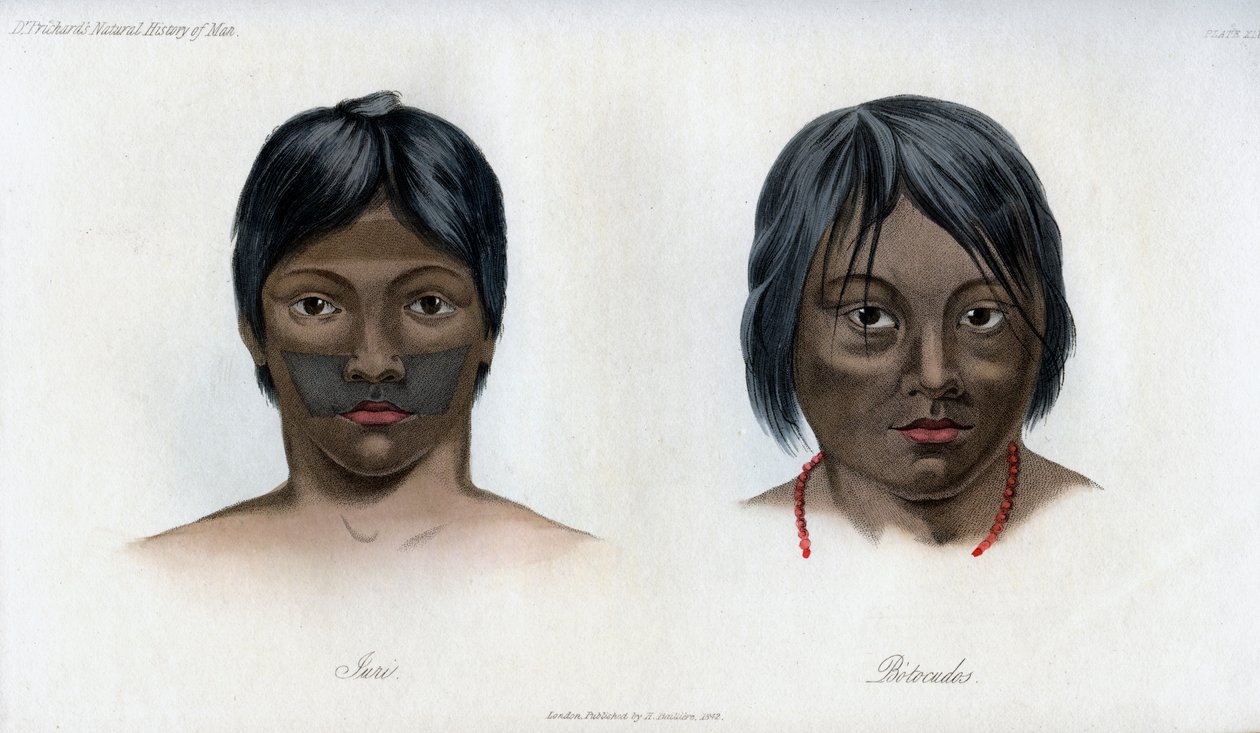 Brasilio-Guarani ulusundan Juri ve Botocudos, 1848 by Unbekannt