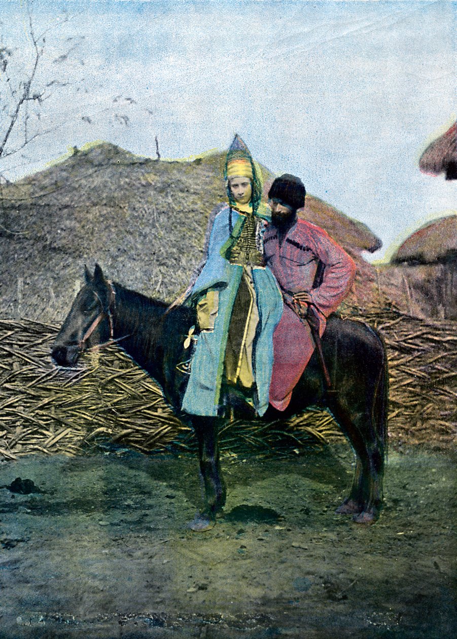 Bir yolculukta Kabardey çifti, c1890 by Unbekannt