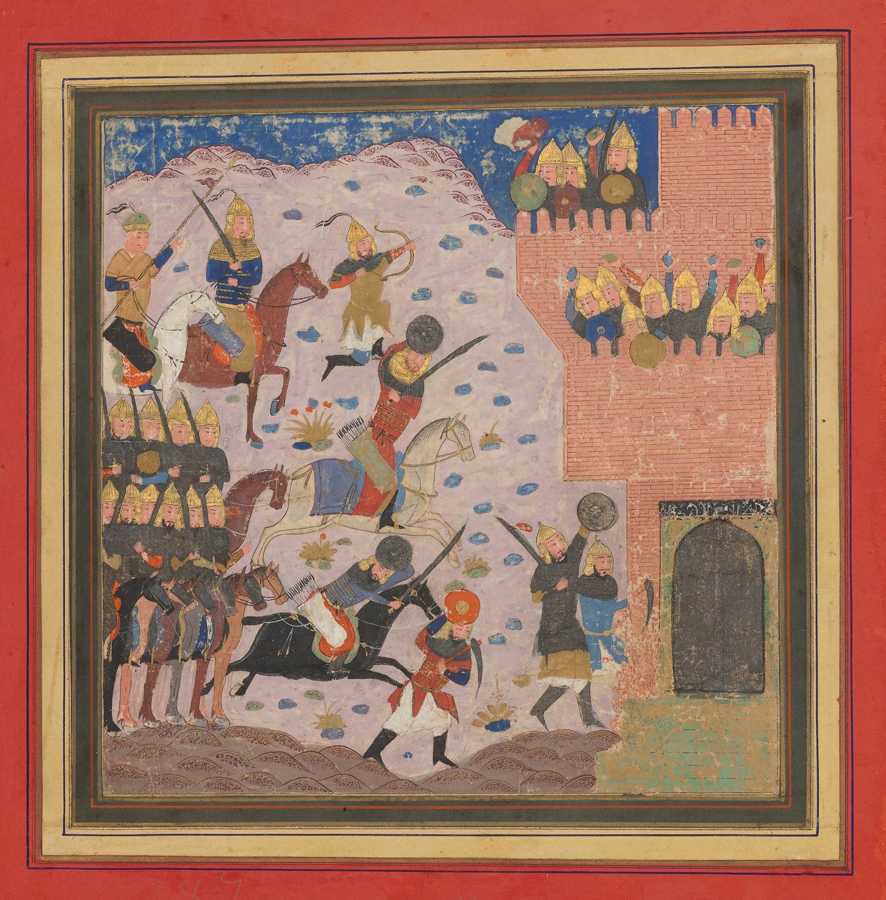 Kai Khusrau, Gudarz ve Giv Şeytanın Kalesini Yakalamak, Bahman ..., yakl. 1430-40. by Unbekannt