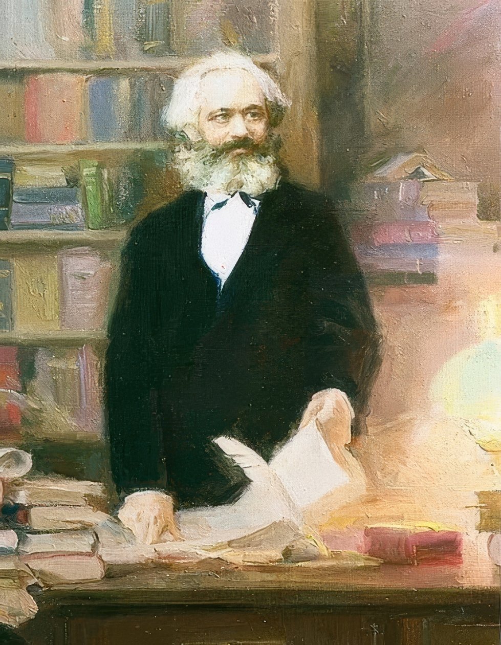 Karl Marx, çalışmasında. 1875 civarında by Unbekannt