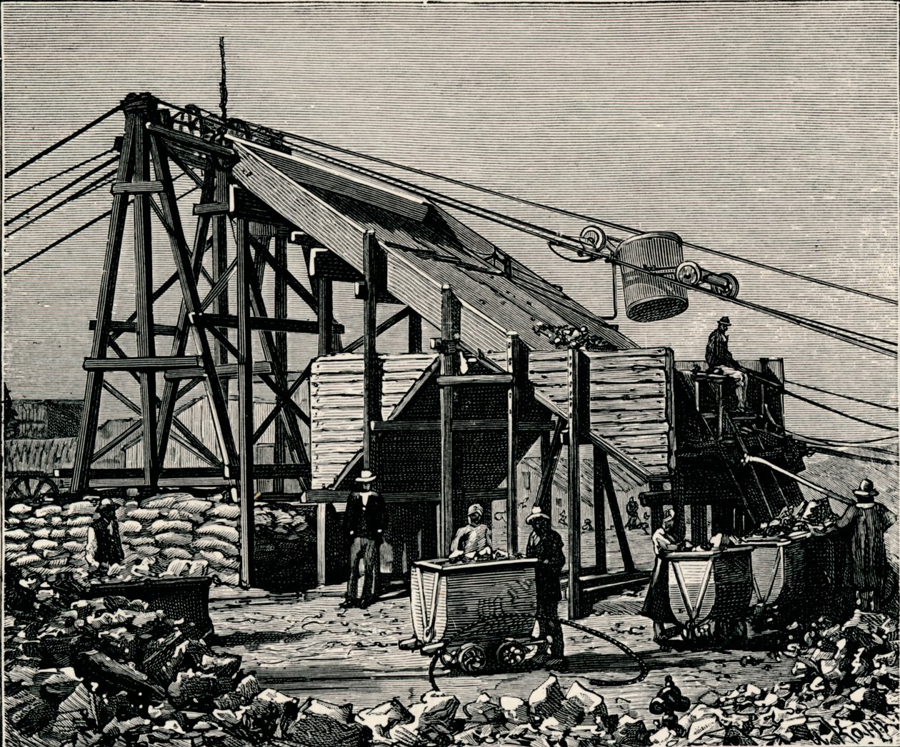 Kimberley Elmas Madeni: elmaslı toprağı yükseltmek için aparat, 1896 by Unbekannt