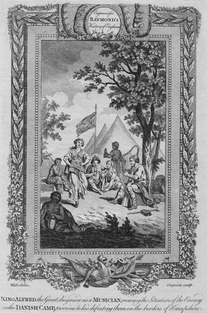 Kral Büyük Alfred, Müzisyen kılığında, Düşmanın Durumuna bakarken, c1787 by Unbekannt