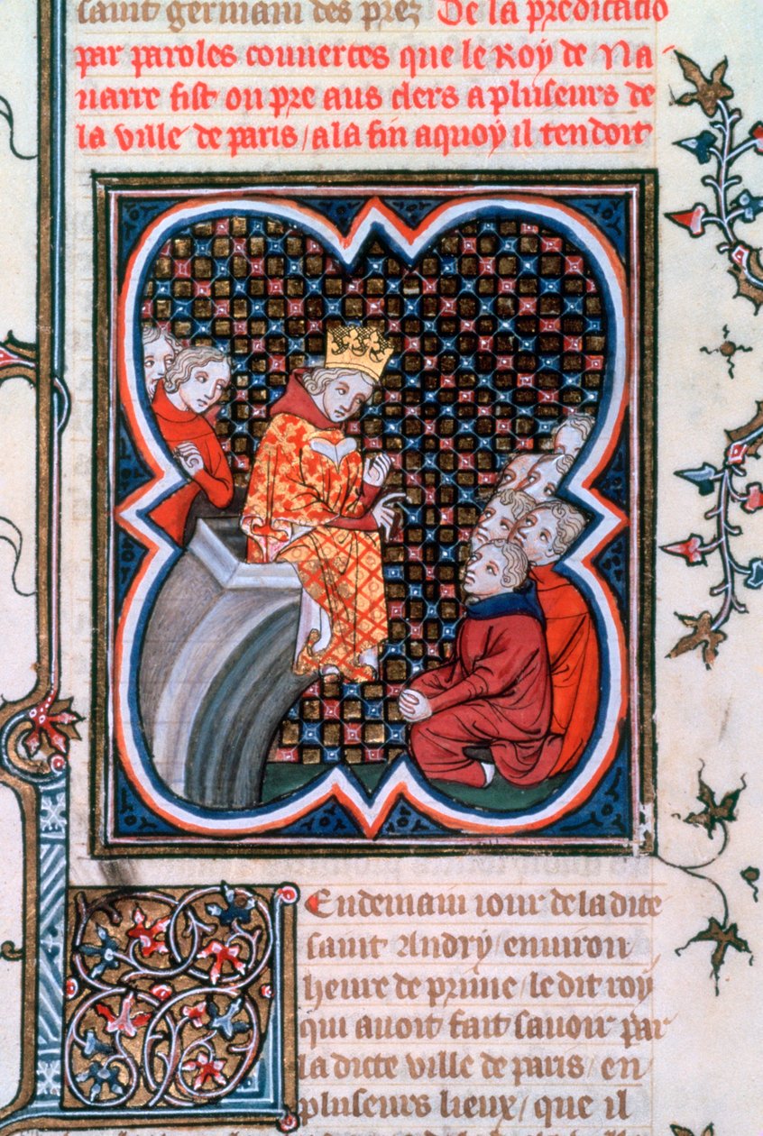 Navarre Kralı Charles vaaz veriyor, 1375-1379 by Unbekannt