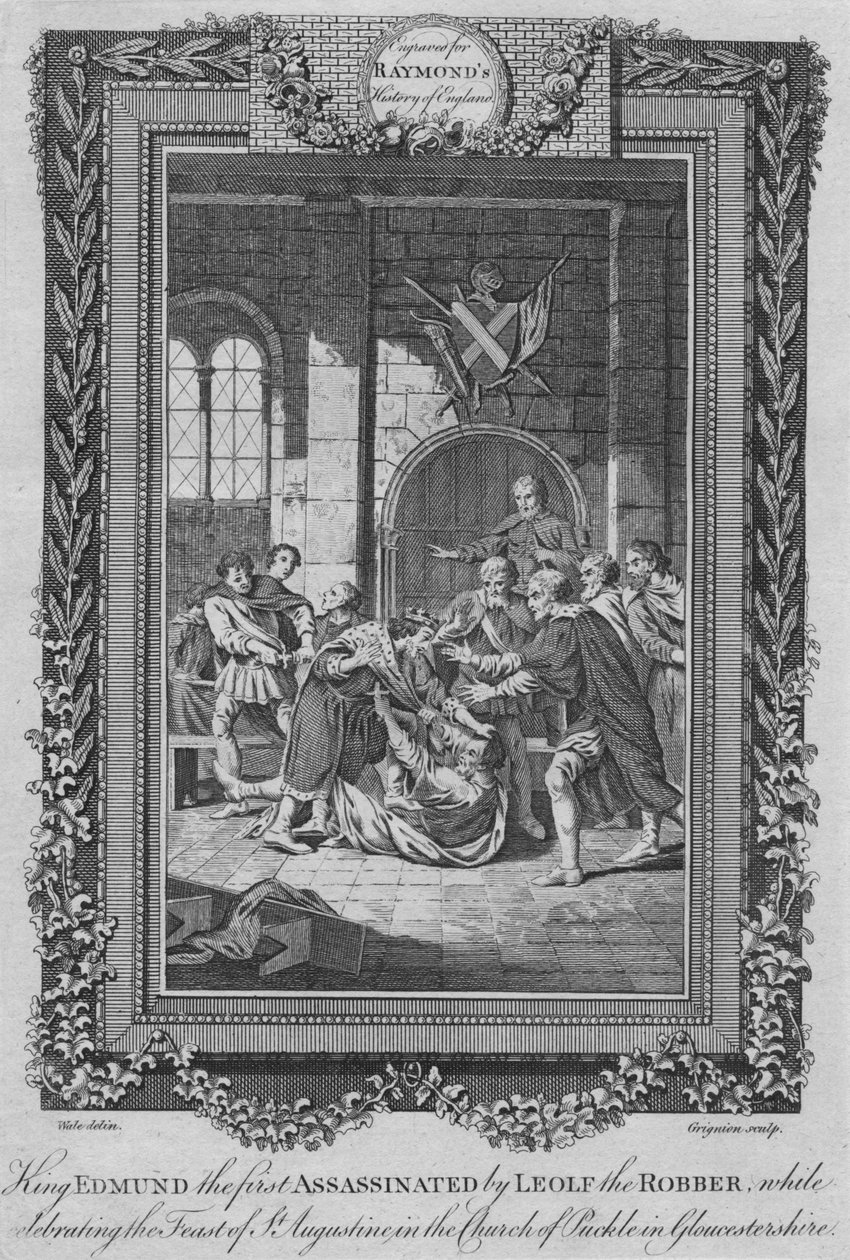 Leolf the Robbe tarafından öldürülen ilk Kral Edmund, c1787 by Unbekannt