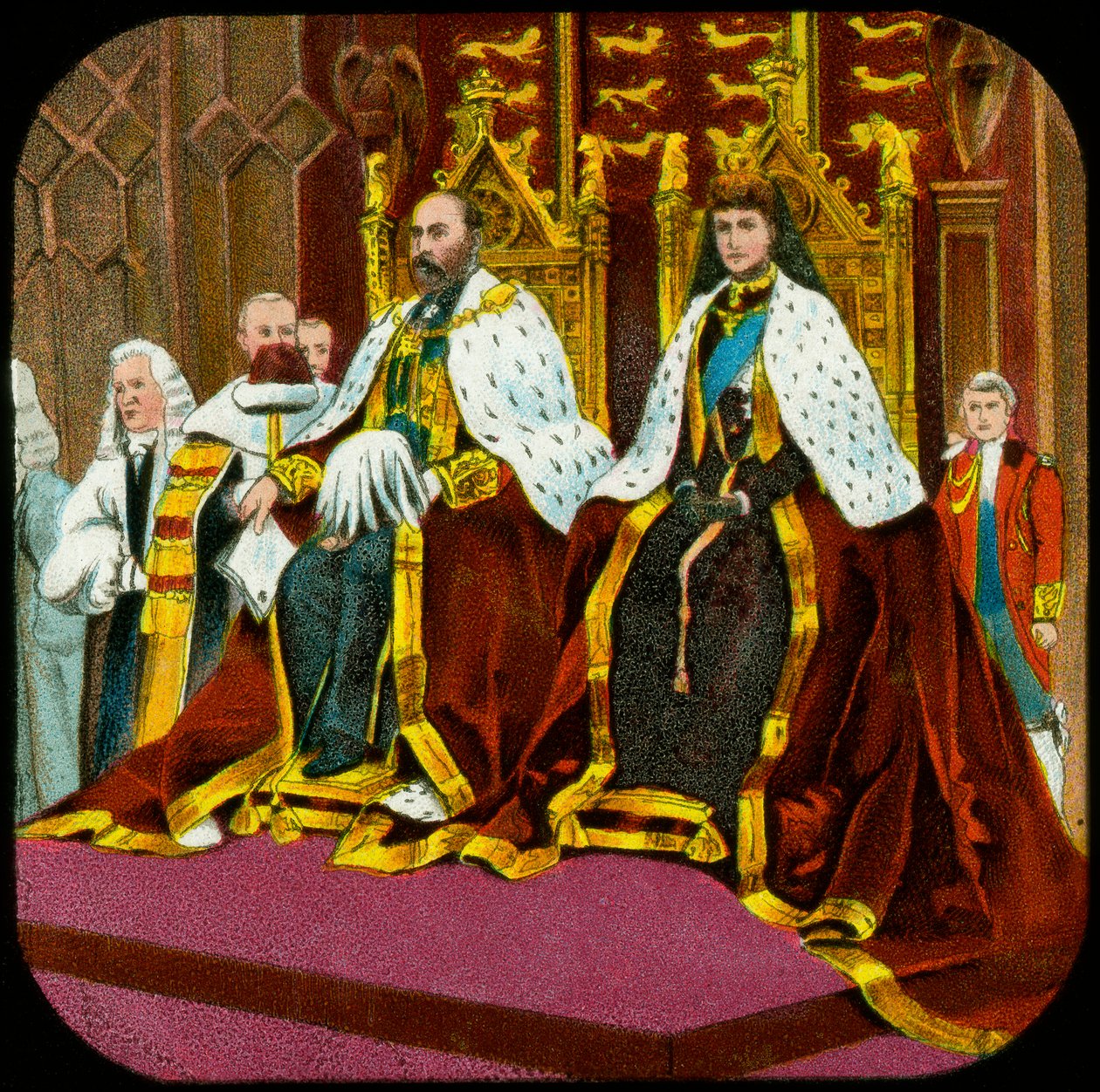 Kral Edward VII ve Kraliçe Alexandra, Parlamentonun Eyalet Açılışı, Westminster, c1902-1909 by Unbekannt