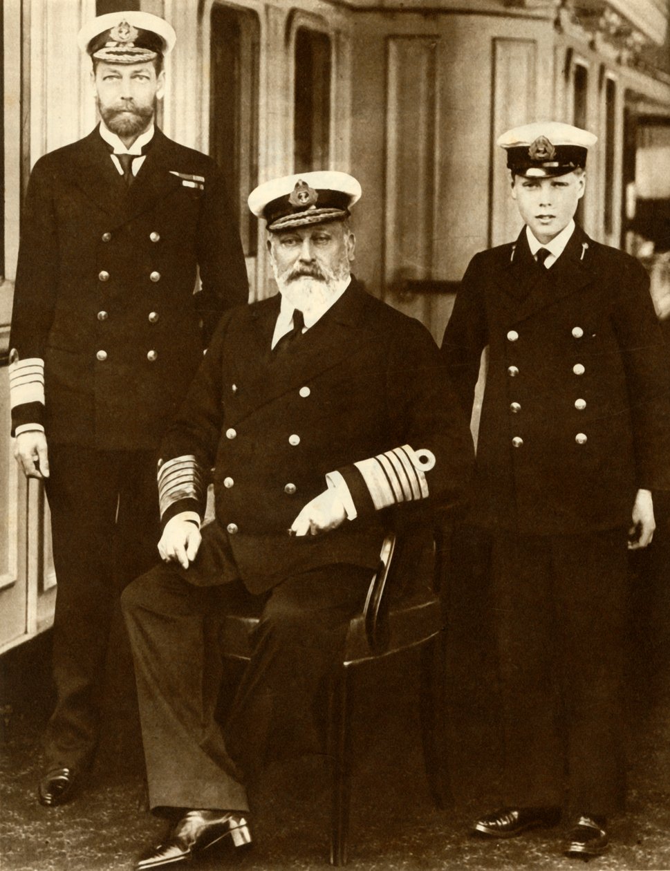 Kral Edward VII, oğlu Galler Prensi George ve torunu Prens Edward ile birlikte, 1910, 1935. by Unbekannt