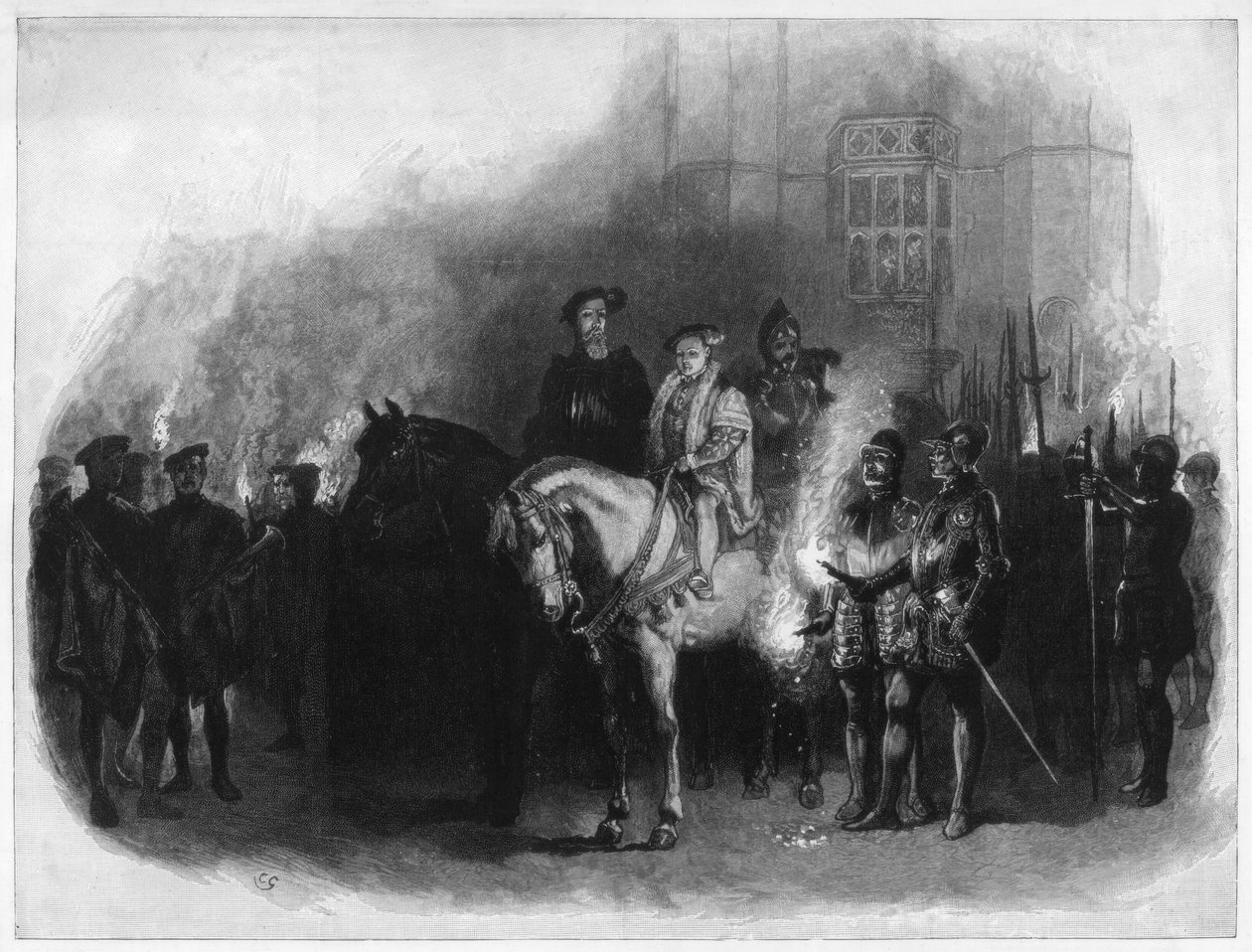 Kral Edward VI ve Edward Seymour, Somerset Dükü, Hampton Court, 19. yüzyıl by Unbekannt