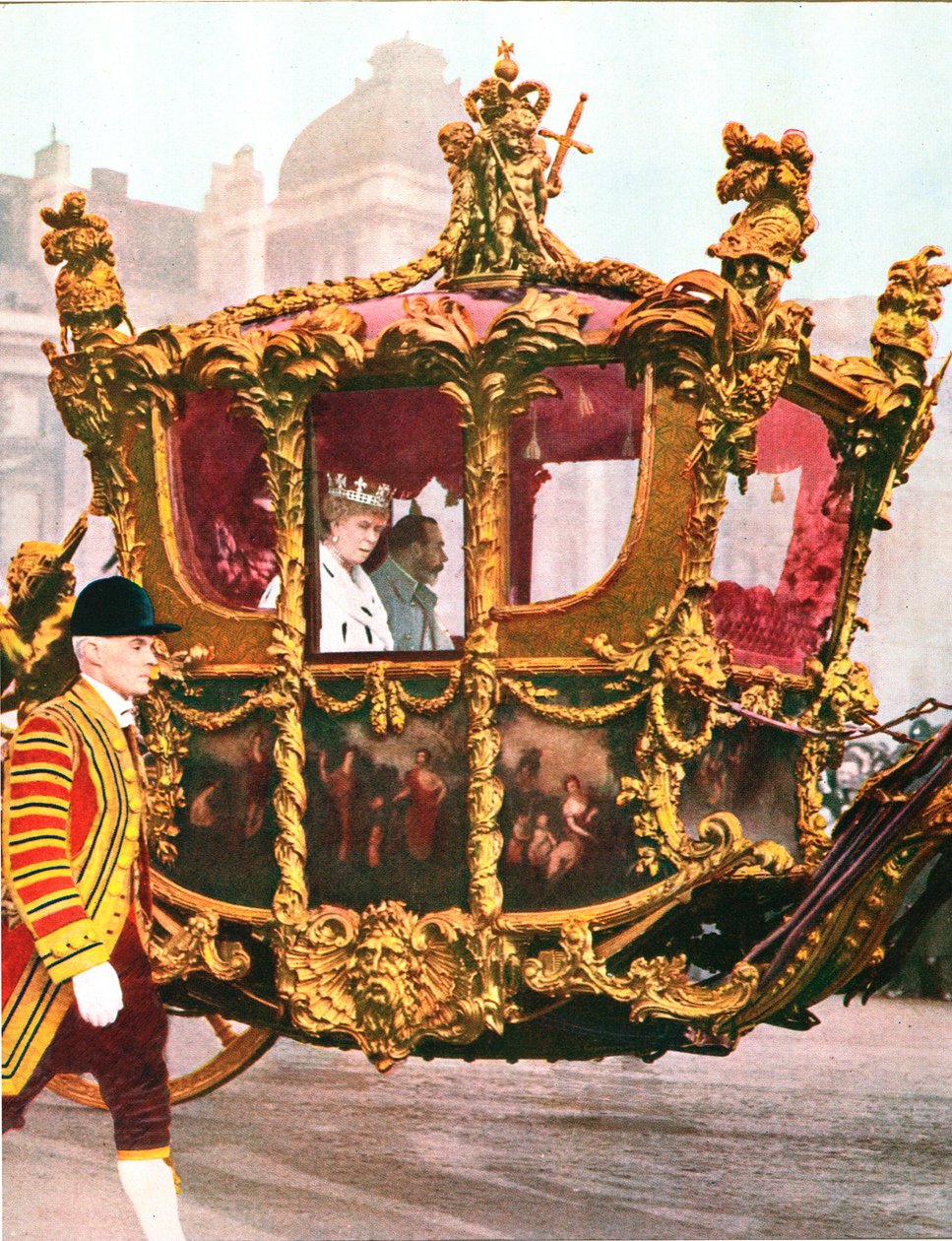 King George V ve Queen Mary, tarihi Devlet Arabasında, c1935 by Unbekannt