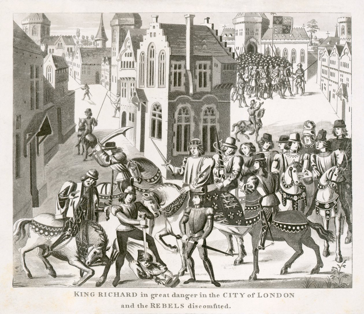 Kral II. Richard isyancılarla yüzleşiyor, Köylü İsyanı, Londra, 1381 19. yüzyıl by Unbekannt