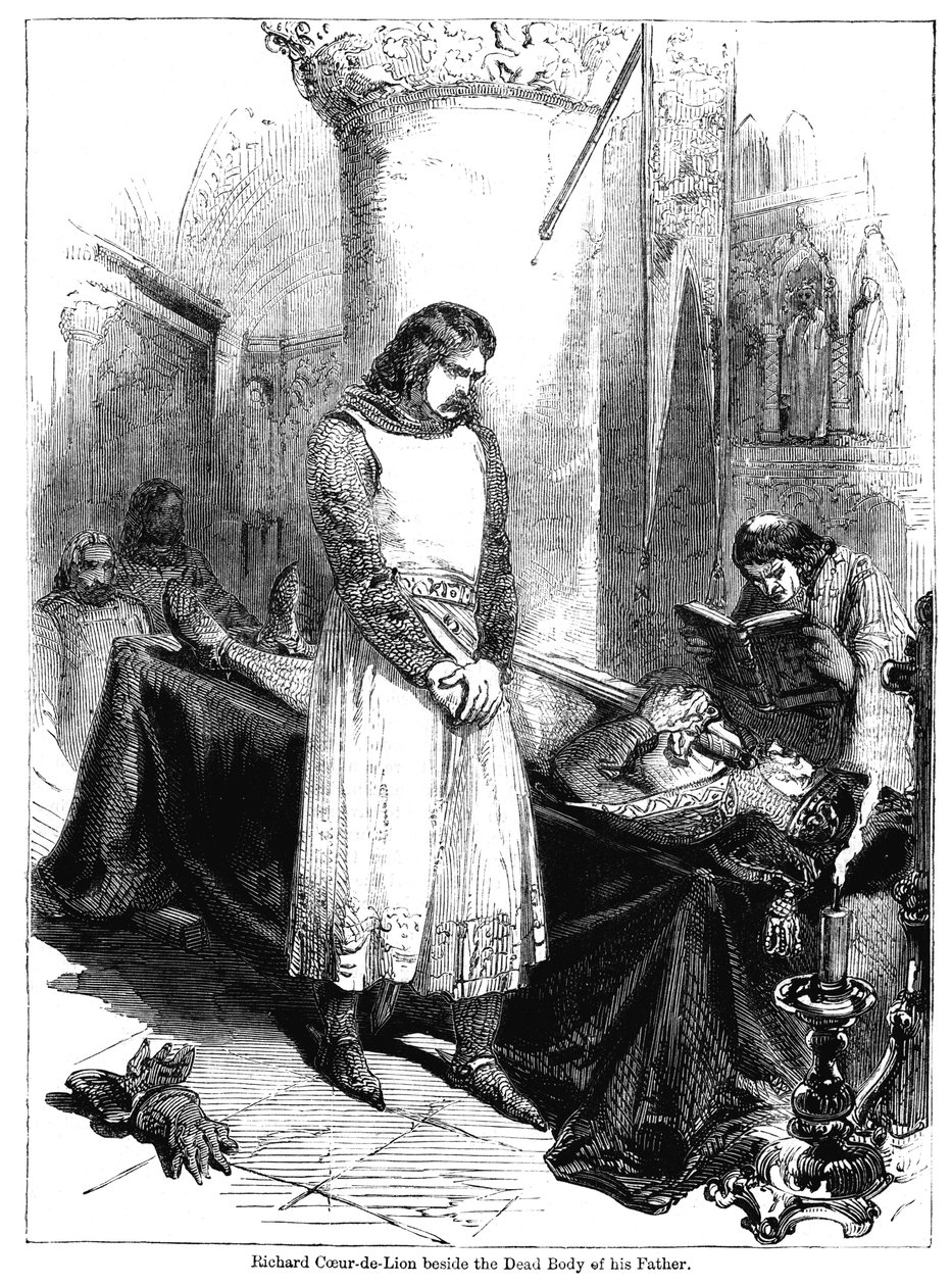 Kral I. Richard, babasının cansız bedeninin yanında, Kral II. Henry, 1189 by Unbekannt