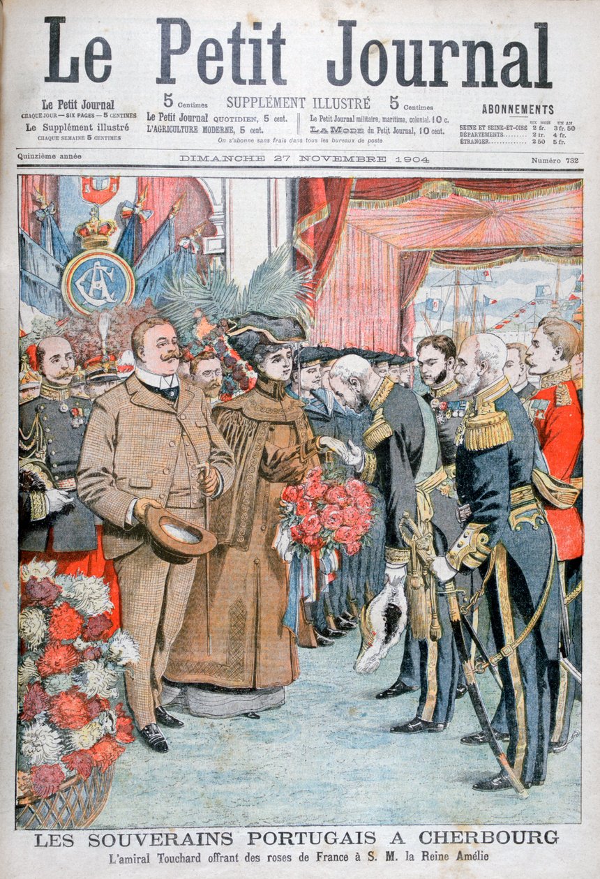 Portekiz Kralı ve Kraliçesi, Amiral Touchard tarafından çiçeklerle sunuldu, 1904 by Unbekannt