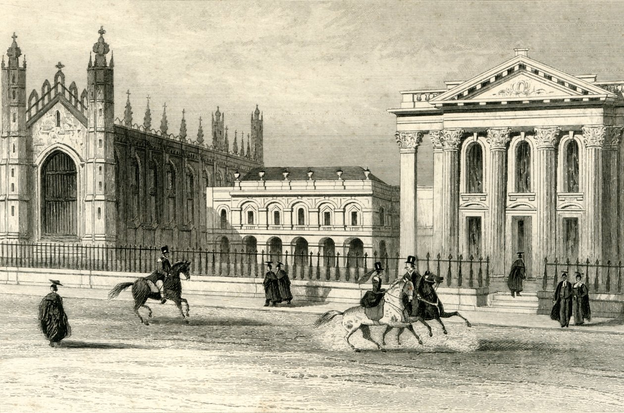Kings College Şapeli, Üniversite Kütüphanesi ve Senato Binası, Cambridge, c1835. by Unbekannt