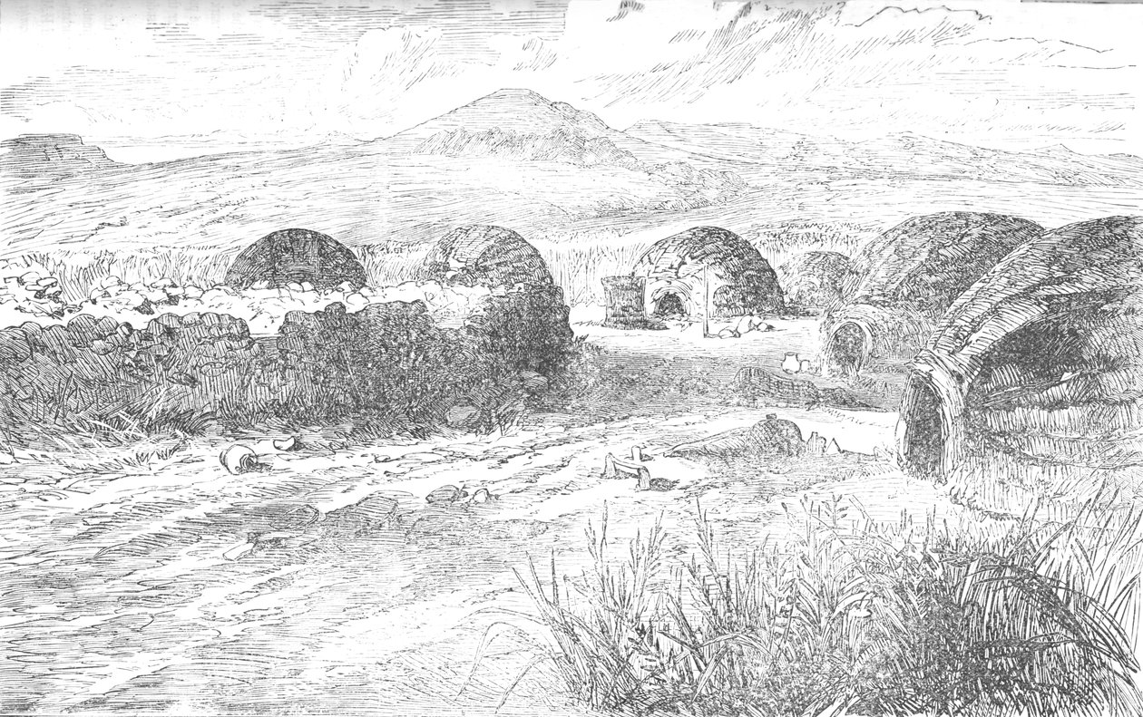 Prens Louis Napoleon ve partisinin eyerlenip ateş edildiği Kraal, c1880 by Unbekannt