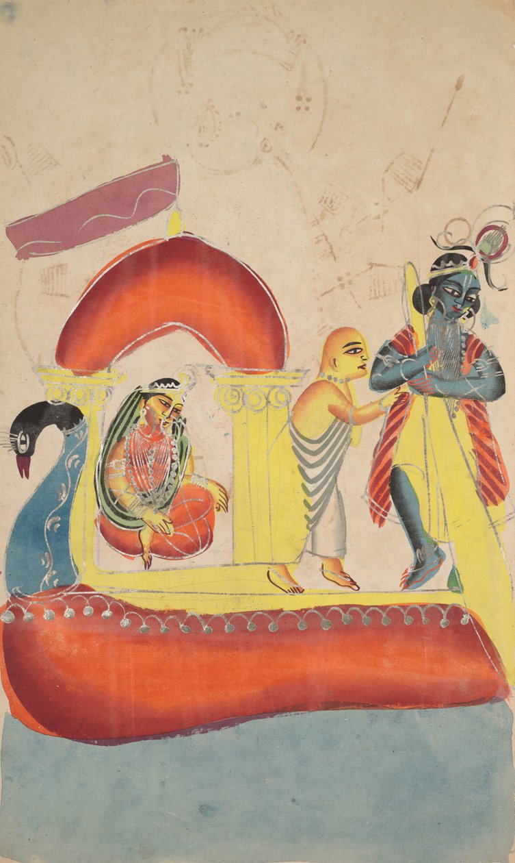 Yamuna Nehri Karşısında Krishna Feribot Radha, 1800