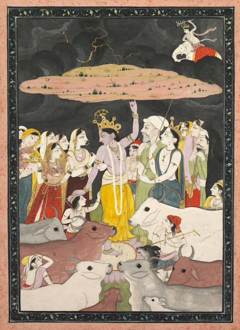 Krishna Kaldırma Dağı Govardhana, c. 1780-1790. by Unbekannt